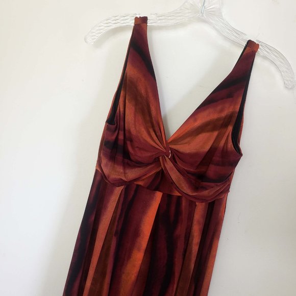 Ronnie Nicole Size 6 Caribbean Sunset Wide Strap Sleeveless Wrap Maxi Dress - Picture 6 of 14